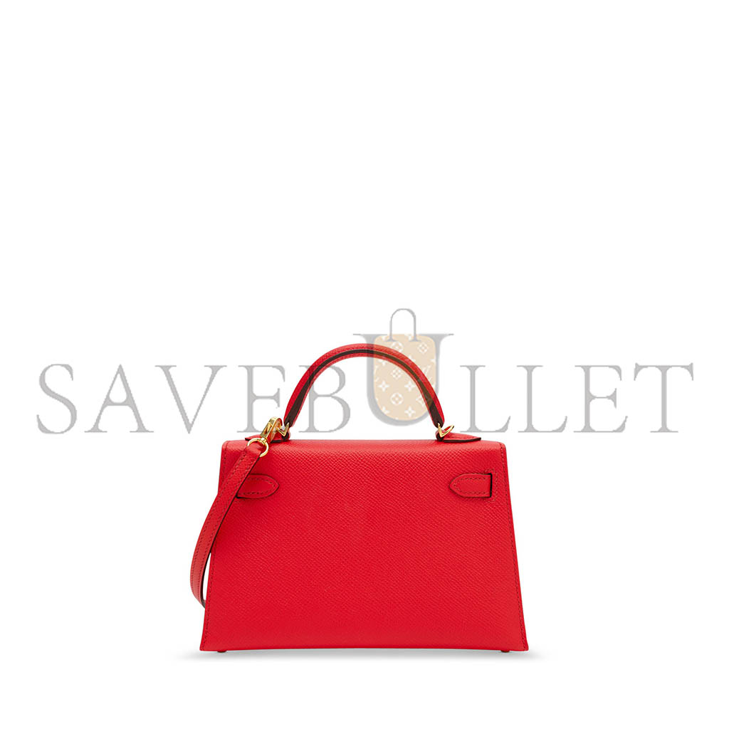 HERMÈS MASTER MINI KELLY II EPSOM HEART RED GOLD BUCKLE (19*12*5.5cm)